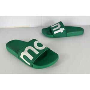 Isabel Marant Green Spellout Classic Slides Womens Size 38 US 8 White Accent